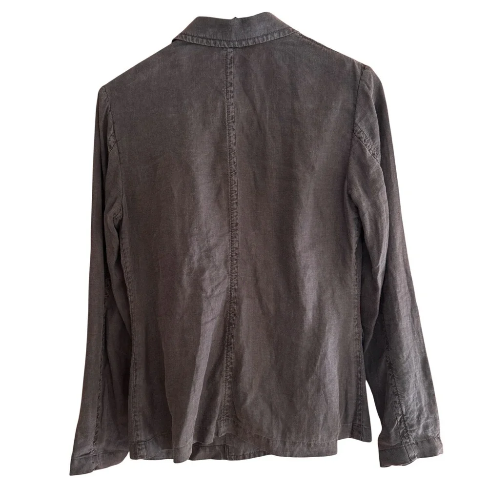 James Perse Women's 100% Linen Double Breasted Blazer Charcoal‎ Grey Size S
